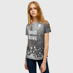 Футболка женская David Bowie - grey gradient посередине, цвет: 3D-принт — фото 2