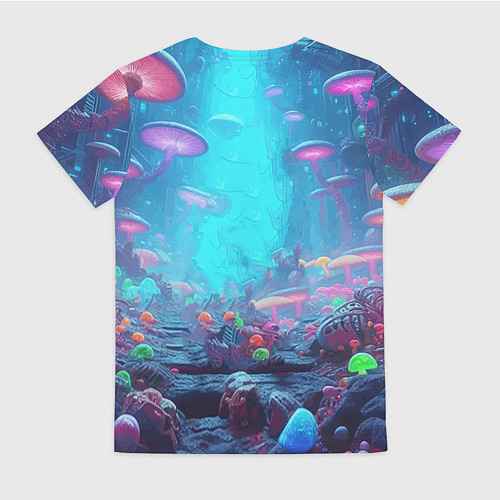 Женская футболка Рик и Морти на планете неоновых грибов - нейроарт / 3D-принт – фото 2
