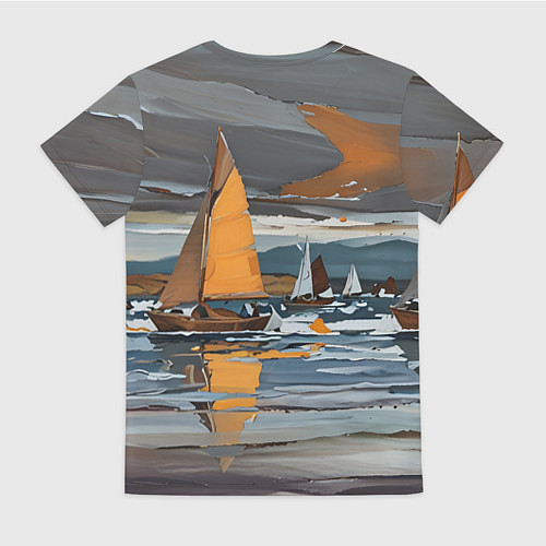 Женская футболка Живопись с парусниками / 3D-принт – фото 2