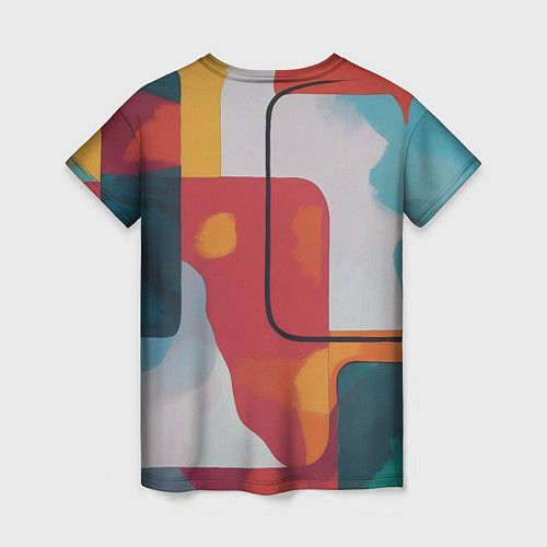 Женская футболка Абстракция с прямоугольниками / 3D-принт – фото 2