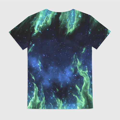 Женская футболка Зеленые языки пламени / 3D-принт – фото 2