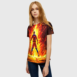 Футболка женская Баскетболист номер 28 в огне, цвет: 3D-принт — фото 2