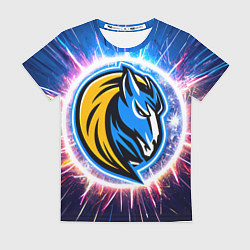 Женская футболка Даллас Маверикс логотип в искрах