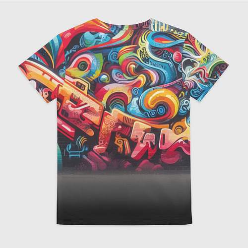 Женская футболка Панда - крутой скейтбордист на фоне граффити / 3D-принт – фото 2