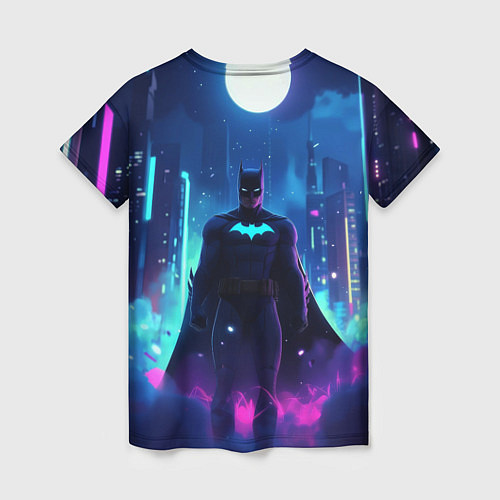 Женская футболка Бэтмен неоновый город / 3D-принт – фото 2