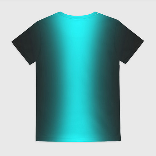 Женская футболка Чёрный и неоновый голубой градиент по центру / 3D-принт – фото 2