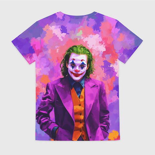 Женская футболка Джокер и фиолетовые краски / 3D-принт – фото 2