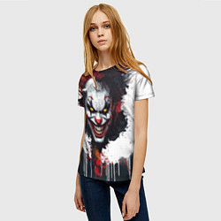 Футболка женская Голова Джокера бело-черный стиль, цвет: 3D-принт — фото 2