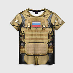 Женская футболка Бронежилет цвета хаки армия России