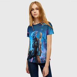 Футболка женская Mass Effect - neon glow fantastic, цвет: 3D-принт — фото 2