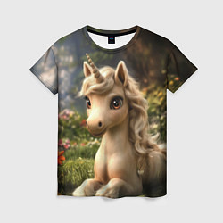 Женская футболка Единорожка кофейного цвета