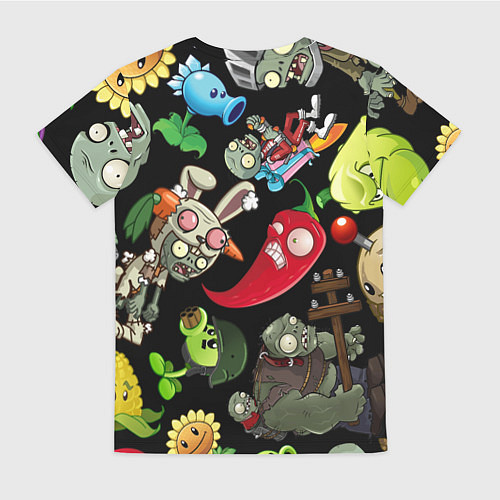 Женская футболка Растения против зомби персонажи на черном / 3D-принт – фото 2
