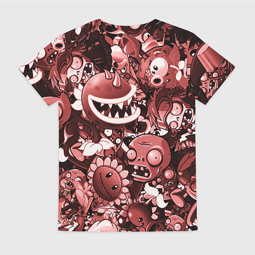 Женская футболка Растения против зомби в красном цвете / 3D-принт – фото 2