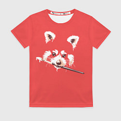 Женская футболка Красная панда с кисточкой в зубах