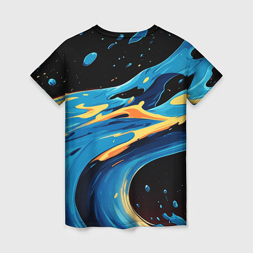 Женская футболка Синяя волна из красок / 3D-принт – фото 2