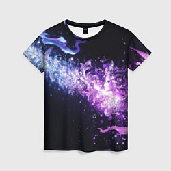 Футболка женская Фиолетово-синяя абстрактная волна, цвет: 3D-принт