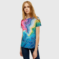Футболка женская Абстрактные волны в мраморном стиле, цвет: 3D-принт — фото 2