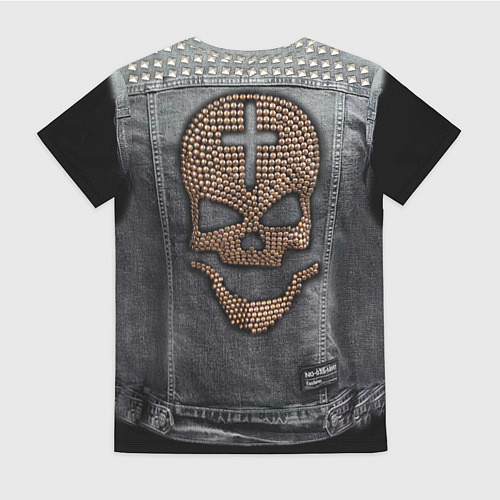 Женская футболка Джинсовка с черепом и татуировкой дракона / 3D-принт – фото 2