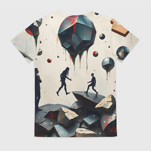 Женская футболка Сюрреалистичные люди и камни / 3D-принт – фото 2