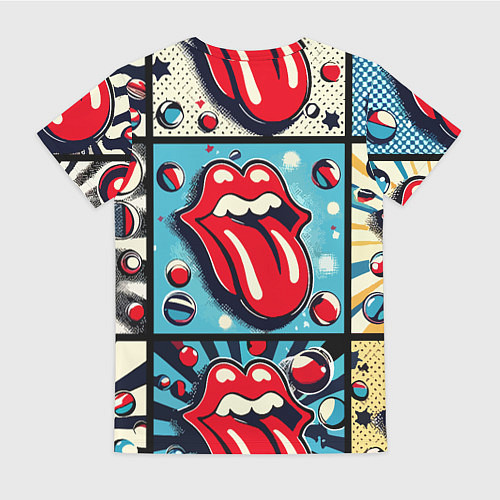 Женская футболка Rolling Stones logo - pop art / 3D-принт – фото 2