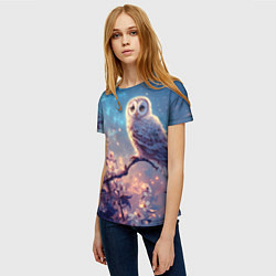 Футболка женская Сова на фоне ночного неба, цвет: 3D-принт — фото 2