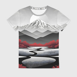 Женская футболка Белые горы и красные деревья