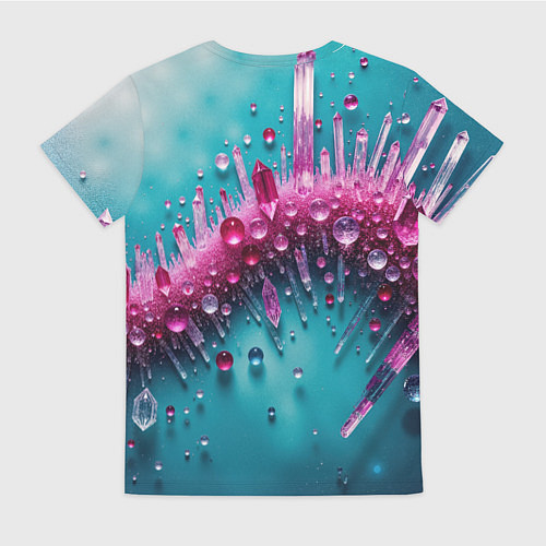 Женская футболка Розовые кристаллы / 3D-принт – фото 2
