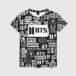 Футболка женская Bangtan Boys pattern black, цвет: 3D-принт