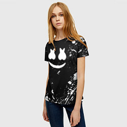 Футболка женская Marshmello брызги красок, цвет: 3D-принт — фото 2