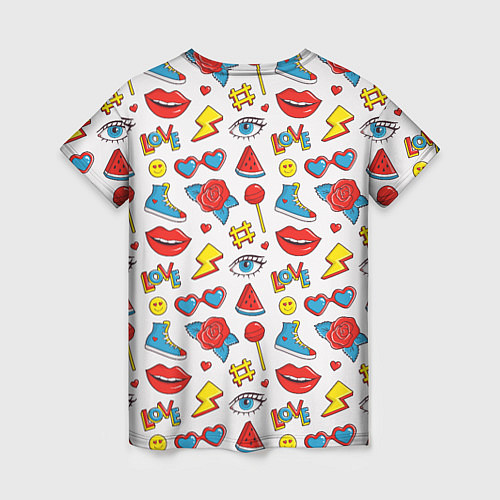 Женская футболка Паттерн с яркими молодежными стикерами / 3D-принт – фото 2