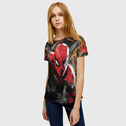 Футболка женская Человек-паук и красная краска, цвет: 3D-принт — фото 2
