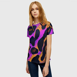 Футболка женская Неоновый леопардовый узор, цвет: 3D-принт — фото 2