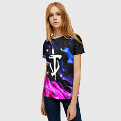 Футболка женская Doom flame neon, цвет: 3D-принт — фото 2