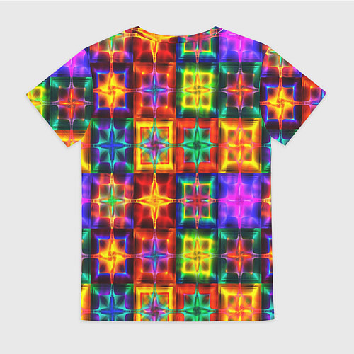 Женская футболка Неоновое стекло абстракция / 3D-принт – фото 2