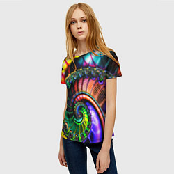Футболка женская Фрактальный узор неоновый, цвет: 3D-принт — фото 2