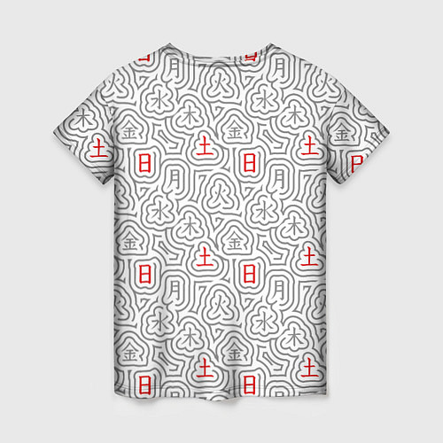 Женская футболка Серые будни и красные выходные иероглифами / 3D-принт – фото 2