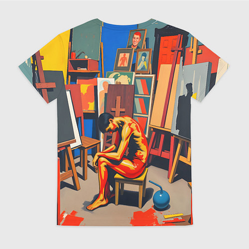 Женская футболка Художник в мастерской / 3D-принт – фото 2