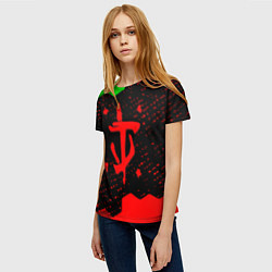Футболка женская Doom лого соты текстура, цвет: 3D-принт — фото 2