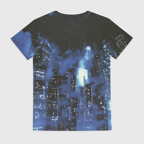 Женская футболка Бэтмен синий город / 3D-принт – фото 2