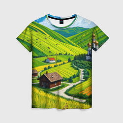 Женская футболка Русская душа и поле