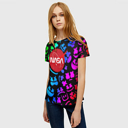 Футболка женская Marshmello x NASA gradient, цвет: 3D-принт — фото 2