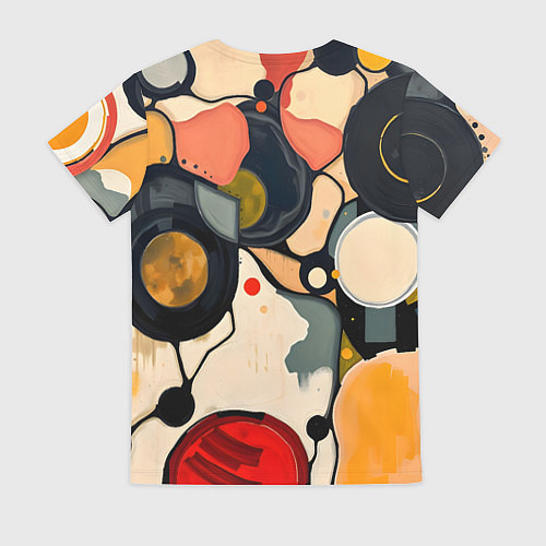 Женская футболка Абстракция с кругами и краской / 3D-принт – фото 2
