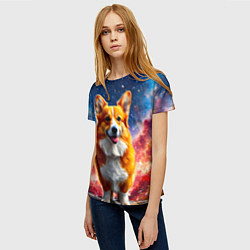 Футболка женская Корги и космическое небо, цвет: 3D-принт — фото 2