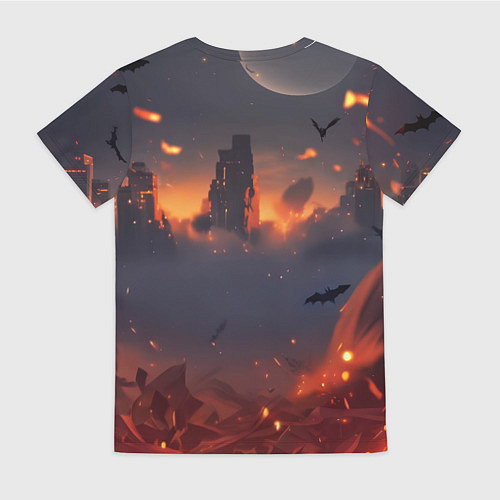 Женская футболка Бэтмен - летучие мыши и огонь / 3D-принт – фото 2