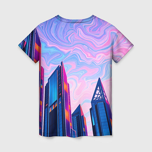 Женская футболка Абстракция с небоскребами / 3D-принт – фото 2