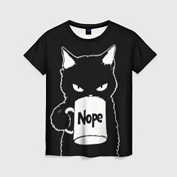 Футболка женская Angry black cat nope, цвет: 3D-принт