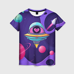 Женская футболка Летающая тарелка с сердцем