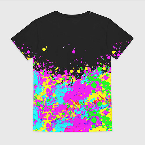 Женская футболка Monster energy краски неоновые / 3D-принт – фото 2