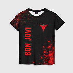 Женская футболка Bon Jovi - red gradient вертикально