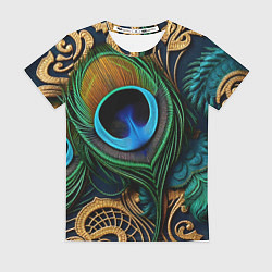 Женская футболка Узоры и перья павлина